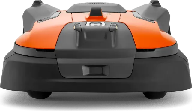 Газонокосарка Husqvarna Automower® 580 EPOS.® Вид спереду на роботизовану газонокосарку з елегантним дизайном.